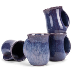 Elanze Designs Reactive Glaze 14 ounce Ceramic Handwarmer Mugs Set of 4 Midnight Purple