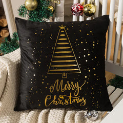 Nordic Christmas Pillow Cover with Gilded Letters