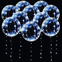 LED Bobo balloons10 PACKS20 Inches with String Lights Helium Style Glow Bubble Balloons for Christmas Wedding Birthday Valentines Day Halloween Party Decorations (White)