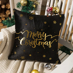 Nordic Christmas Pillow Cover with Gilded Letters