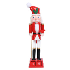 Vipush Christmas Wooden Nutcracker Soldier - 11.8 Inch Red Christmas Countdown Calendar Nutcracker Figure Desktop Nutcracker Ornament Xmas Puppet Decor Nutcracker Doll Gift for Party Store Home